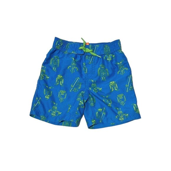 Joe Fresh Toddler Boys Robot Print Swim Shorts Blue - Picture 1 of 3